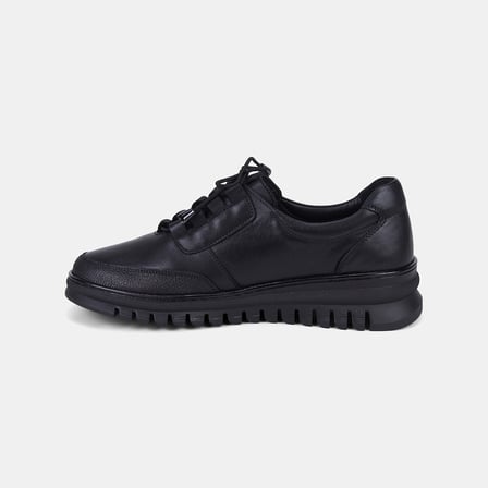 Kadın Siyah DesaComfort Lastik Bağcıklı Günlük Deri Sneaker