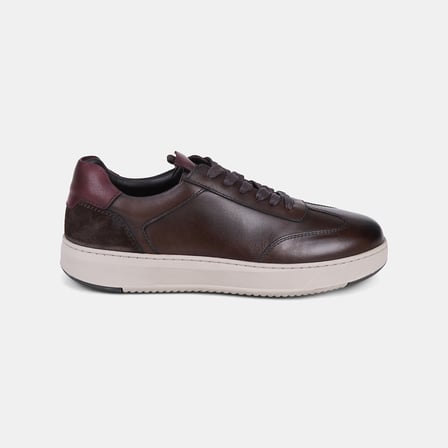 Erkek Kahve DesaComfort Bağcıklı Süet Detaylı Deri Sneaker