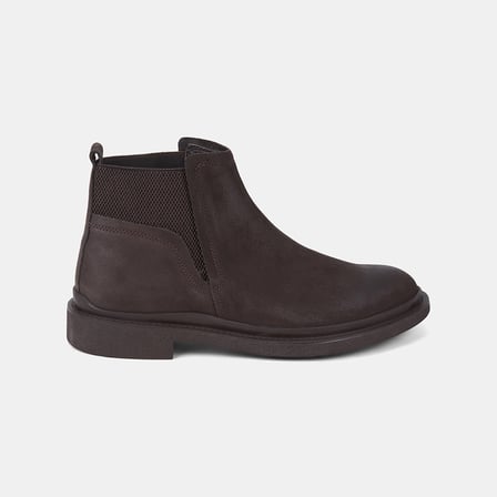 Erkek Koyu Kahve Lastikli Nubuk Deri Chelsea Bot
