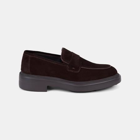 Erkek Koyu Kahve Bant Detaylı Süet Loafer