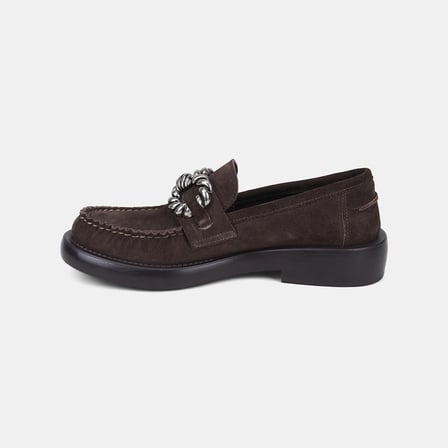 Kadın Acı Kahve Gümüş Tokalı Süet Loafer