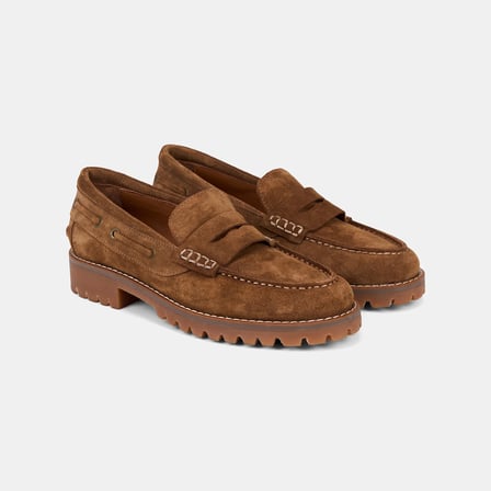 Kadın Taba Dikiş Detaylı Kalın Tabanlı Süet Loafer