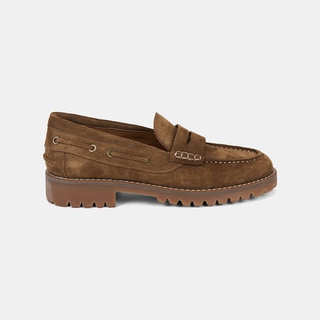 Kadın Taba Dikiş Detaylı Kalın Tabanlı Süet Loafer