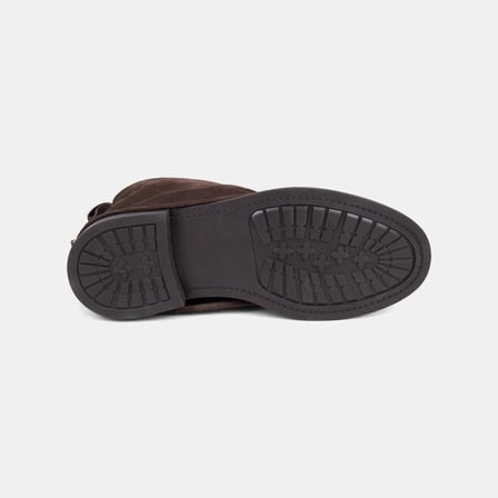 Kadın Kahve Toka Aksesuarlı Katlama Detaylı Süet Bot