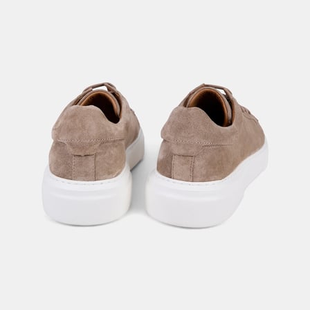 Erkek Vizon Bağcıklı Kalın Beyaz Tabanlı Süet Sneaker