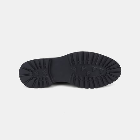 Erkek Siyah Apron Dikişli Kalın Tabanlı Deri Loafer