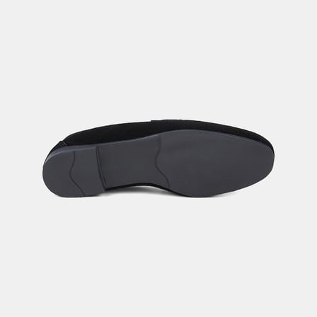 Kadın Siyah Gold Aksesuarlı Slip-On Süet Loafer