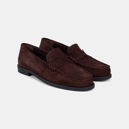 Kadın Acı Kahve Dikiş Detaylı Süet Deri Loafer