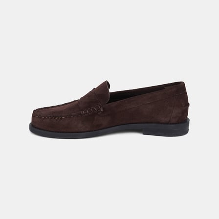 Kadın Acı Kahve Dikiş Detaylı Süet Deri Loafer