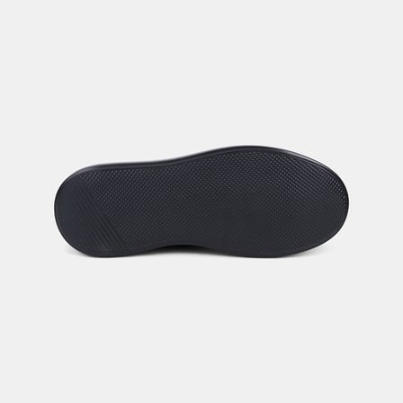Erkek Siyah Bağcıklı Kalın Tabanlı Deri Sneaker