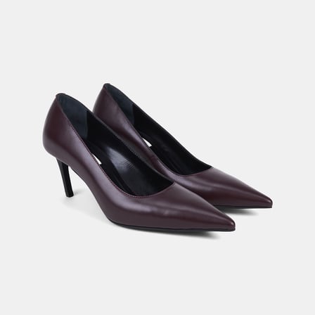 Kadın Bordo Sivri Burunlu Deri Klasik Stiletto