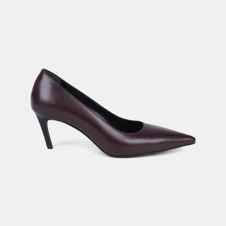 Kadın Bordo Sivri Burunlu Deri Klasik Stiletto