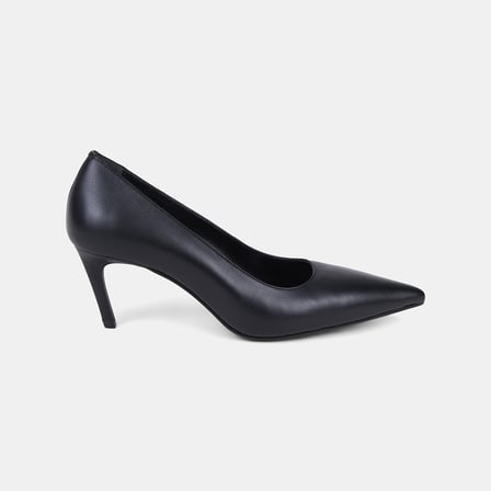 Kadın Siyah Sivri Burunlu Deri Klasik Stiletto
