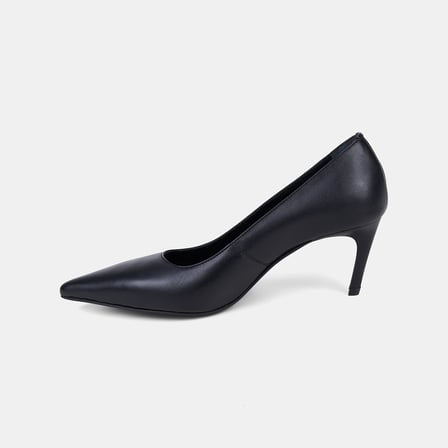 Kadın Siyah Sivri Burunlu Deri Klasik Stiletto