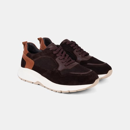 Erkek Koyu Kahve Bağcıklı Kalın Tabanlı Süet Sneaker