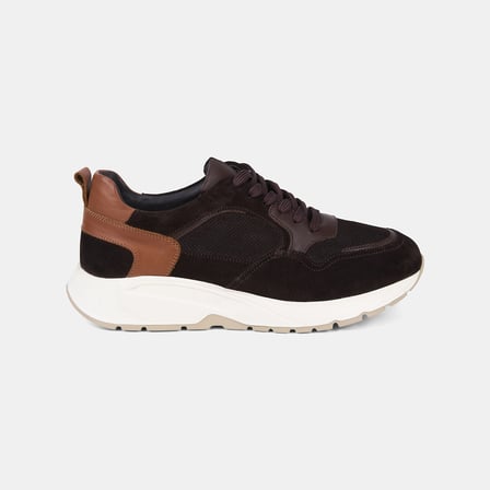 Erkek Koyu Kahve Bağcıklı Kalın Tabanlı Süet Sneaker