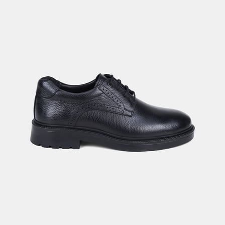 Erkek Siyah Brogue Detaylı Klasik Deri Ayakkabı