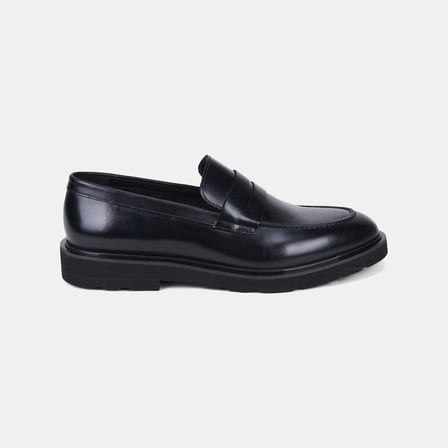 Erkek Siyah Deri Bant Detaylı Klasik Deri Loafer