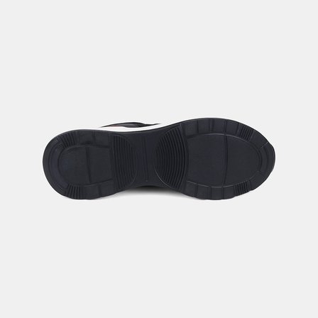 Erkek Siyah Bağcıklı Kalın Beyaz Tabanlı Deri Sneaker