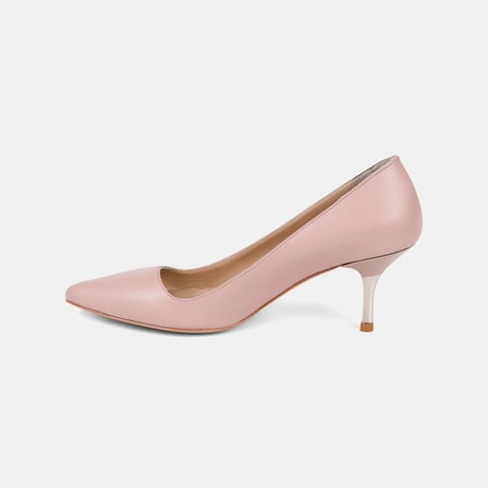 Kadın Ten Sivri Burunlu Metal Topuklu Deri Stiletto