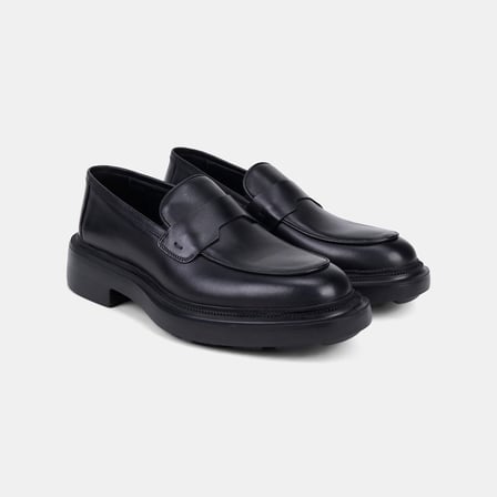Erkek Siyah Kalın Tabanlı Klasik Deri Loafer