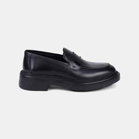 Erkek Siyah Kalın Tabanlı Klasik Deri Loafer
