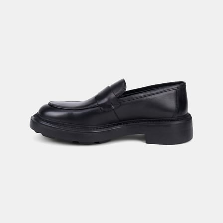 Erkek Siyah Kalın Tabanlı Klasik Deri Loafer