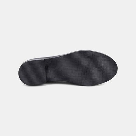 Kadın Siyah Metal Toka Aksesuarlı Deri Loafer