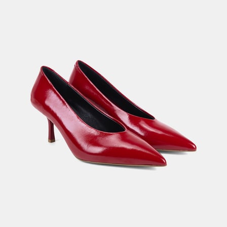 Kadın Kırmızı Sivri Burunlu Rugan Deri Stiletto
