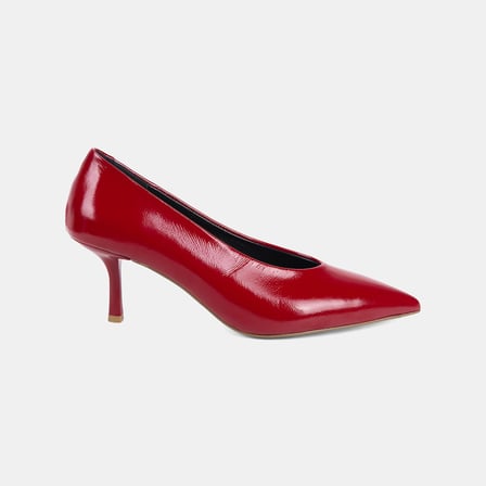 Kadın Kırmızı Sivri Burunlu Rugan Deri Stiletto
