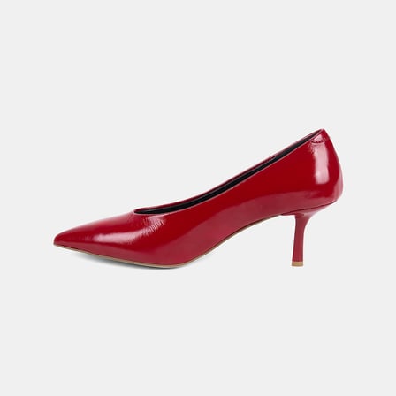 Kadın Kırmızı Sivri Burunlu Rugan Deri Stiletto