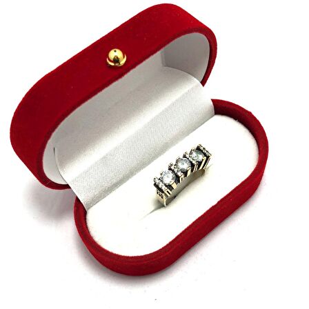 Zirkon Taşlı Üç Taş Model Gümüş Kadın Yüzük