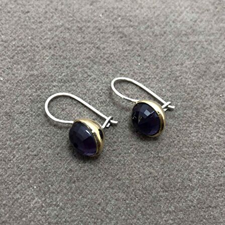 Ametist Taşlı Otantik Gümüş Kadın Küpe