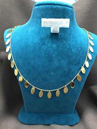 Pullu Trend Model Altın Kaplama 925 Ayar Gümüş Kadın Kolye