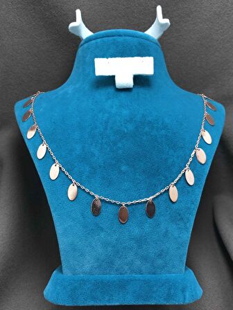 Pullu Trend Model Rose Kaplama 925 Ayar Gümüş Kadın Kolye