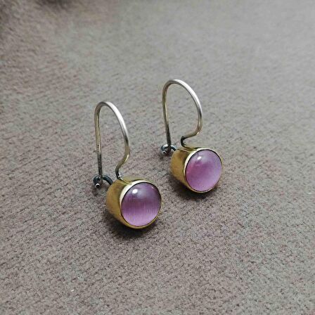 Kedi Gözü Otantik taşlı Gümüş Kadın Küpe