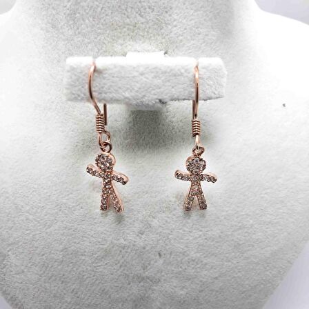 Zirkon Taşlı Rose Kaplama Model Gümüş Kadın Küpe