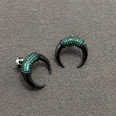 Zirkon Taşlı Modern Ay Model Gümüş Kadın Küpe