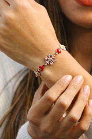Papatya Kartanesi Model Rose Kaplama Kadın Gümüş Bileklik