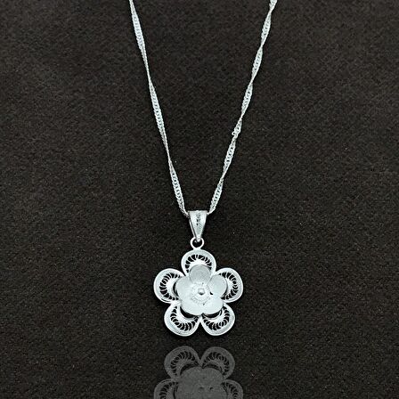 Çiçek Model Elişçiliği Telkari Gümüş Kadın Kolye