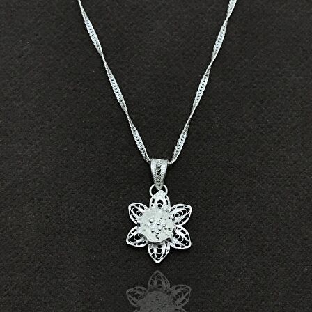 Çiçek Model Elişçiliği Telkari Gümüş Kadın Kolye