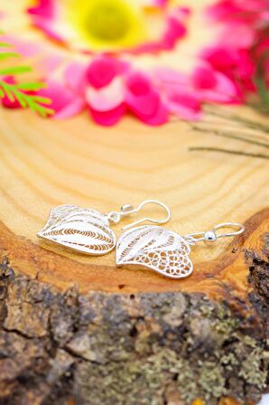 Kalp Model El İşçiliği Telkari Gümüş Kadın Küpe