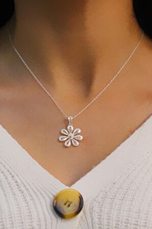 Papatya Model El işçiliği Telkari Gümüş Kadın Kolye