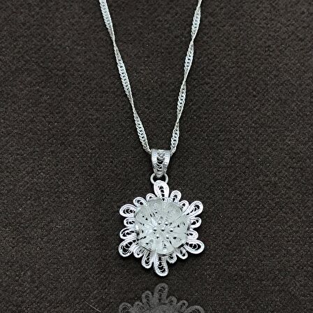 Rüzgar Model El işçiliği Telkari Gümüş Kadın Kolye