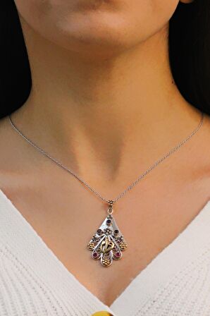 Elif Vav İşlemeli Yaprak Model 925 Ayar Telkari Gümüş Kolye