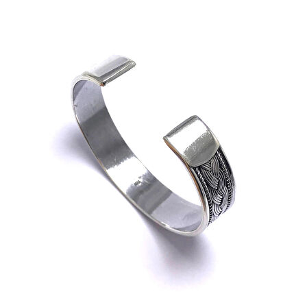 Örgü İşlemeli 925 Ayar Gümüş Unisex Bilezik 201014945