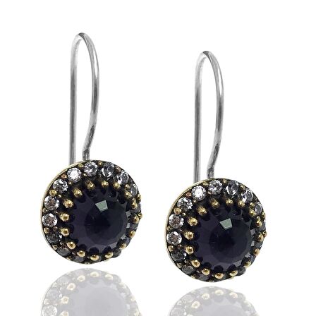 Ametist Taşlı Zirkon Süsleme Otantik Kadın Gümüş Küpe