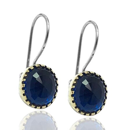 Aquamarin Taşlı Zirkon Süsleme Otantik Kadın Gümüş Küpe