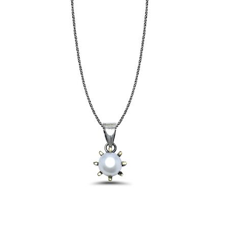 İnci Taşlı  Otantik Kadın Gümüş Kolye