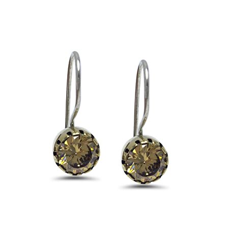 Sitrin Taşlı Otantik Kadın Gümüş Küpe